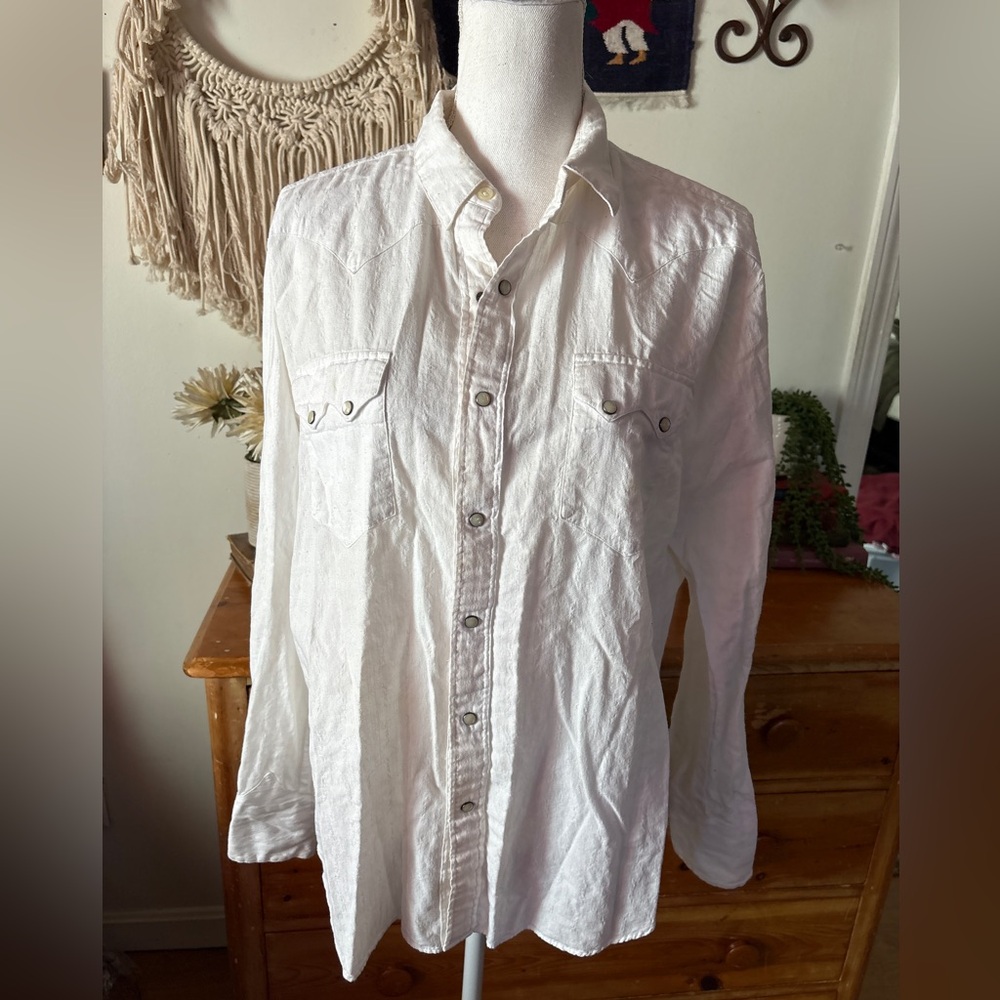 Vintage Polo Ralph Lauren White Dante de western pearl Button Shirt